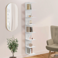 Étagère Murale Suspendue CHIARA - 8 étagères - 190 Cm - Couleur Bois Clair Hêtre - Neuf