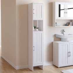 Meuble colonne salle de bain WALDO 2 portes blanc