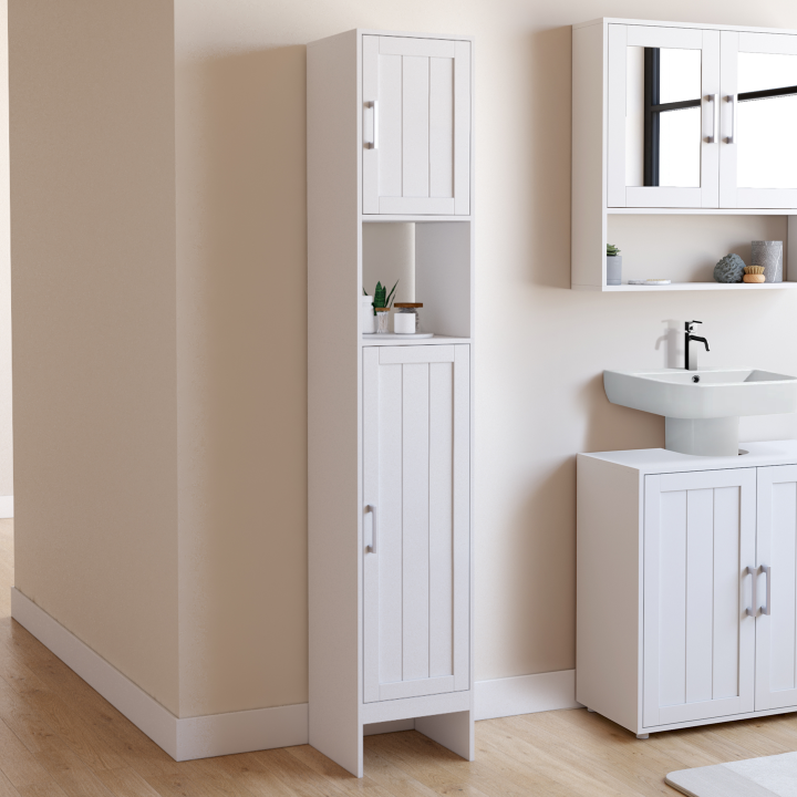 Meuble colonne salle de bain WALDO 2 portes blanc
