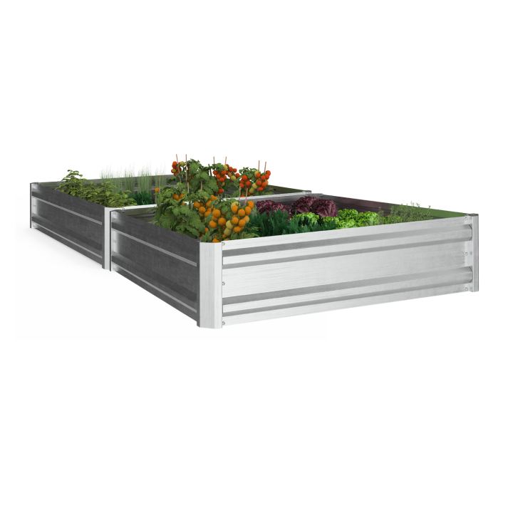 Lot de 2 carrés potager en métal châssis carré 90 x 90 cm gris anthracite