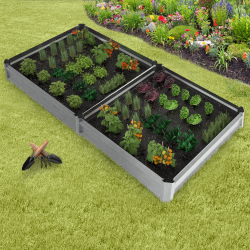 16810 - Carrés de potager 90 x 90 cm métalliques gris argentés : lot de 2 Lot de 2 carrés potager en métal châssis carré 90 x 90 cm gris anthracite