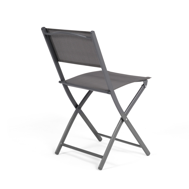 Lot de 4 chaises de jardin pliantes BASTIA métal et textilène gris anthracite