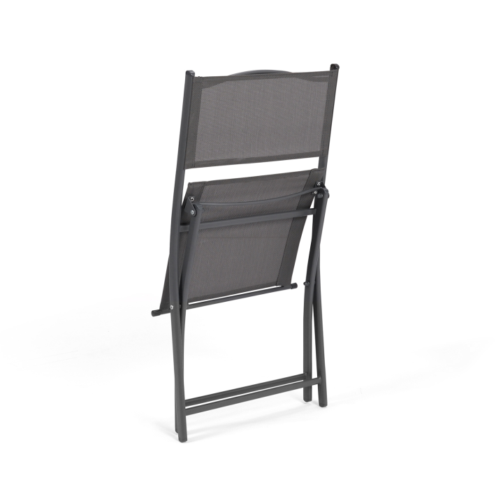 Lot de 4 chaises de jardin pliantes BASTIA métal et textilène gris anthracite