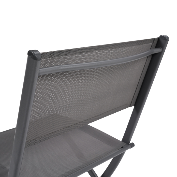 Lot de 4 chaises de jardin pliantes BASTIA métal et textilène gris anthracite