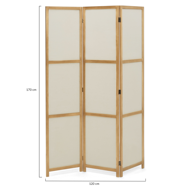 Paravent intérieur bois et tissu beige
