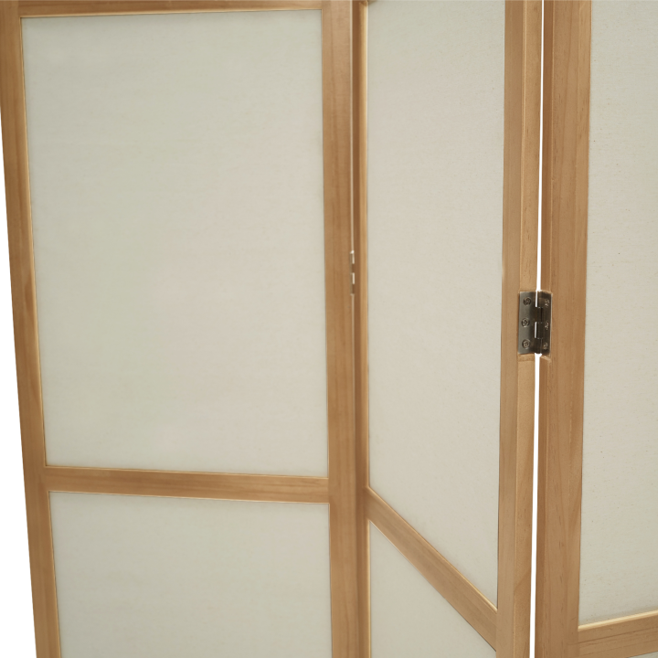 Paravent intérieur bois et tissu beige