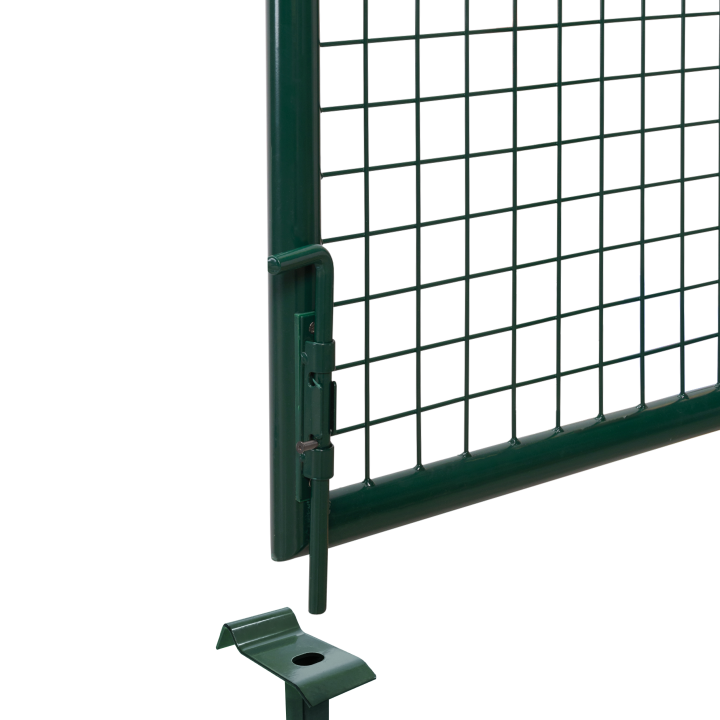 Portail de clôture grillagé 300 x 150 cm en acier vert avec serrure et poignée Portail de clôture grillagé 300 x 150 cm en acier vert avec serrure et poignée