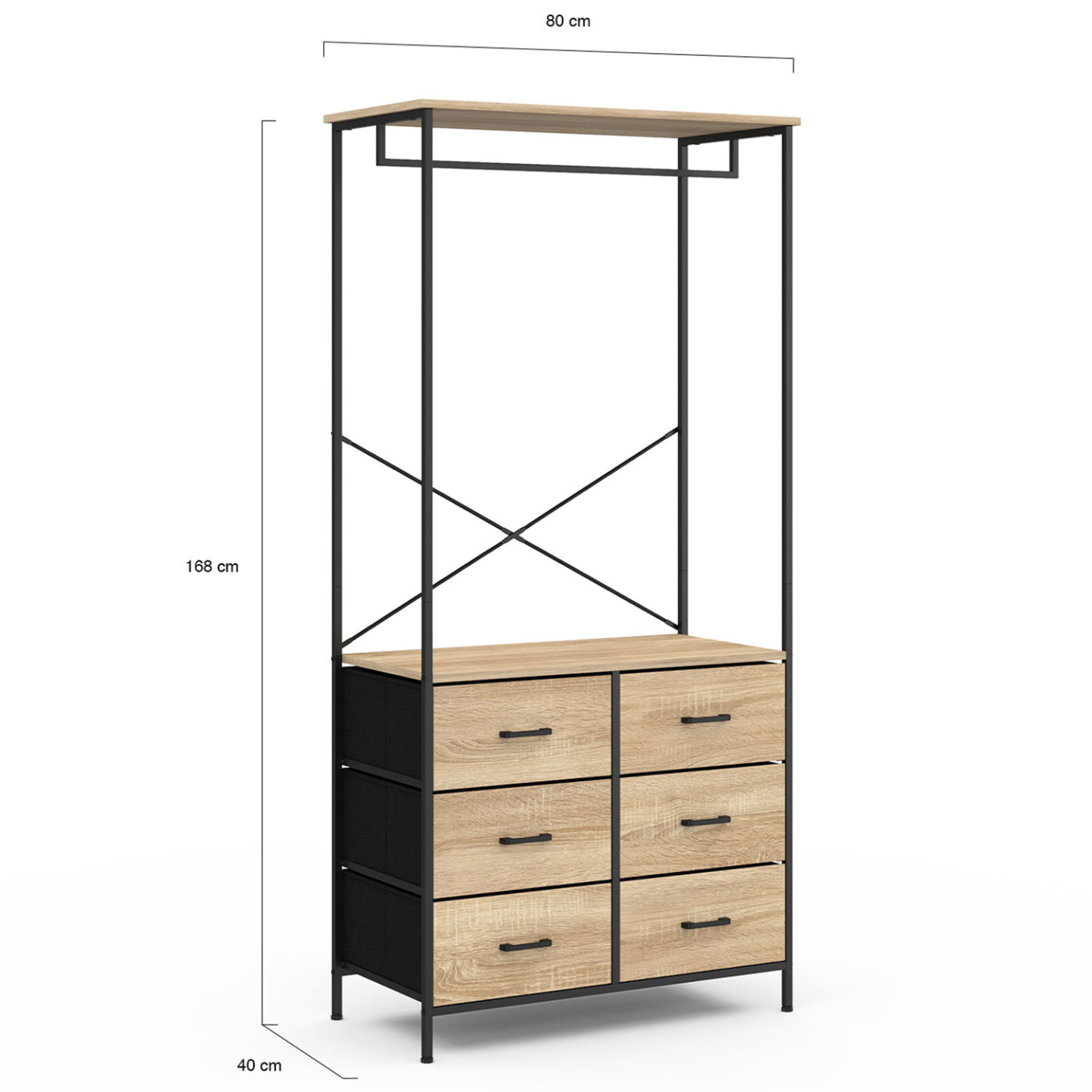IDMarket - Kleedkamer dubbele kledingkast planken L. 90 cm