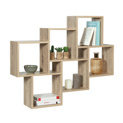 14239 - Scaffale a cubo da parete in legno 1m Etagère murale double position LUCAS bois façon hêtre