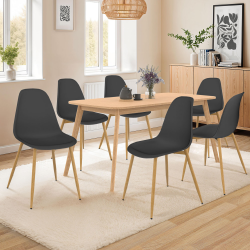 16559 - Sedie da pranzo scandinave nere: set da 6 Lot de 6 chaises scandinaves DANI noires pour salle à manger