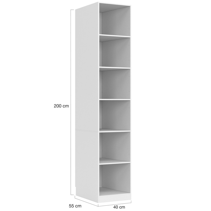 Dressing modulable TAYLOR 120 x 55 x 200 cm 2 modules avec penderie + étagères + tiroirs blanc Dressing modulable TAYLOR 120 x 55 x 200 cm 2 modules avec penderie + étagères + tiroirs blanc