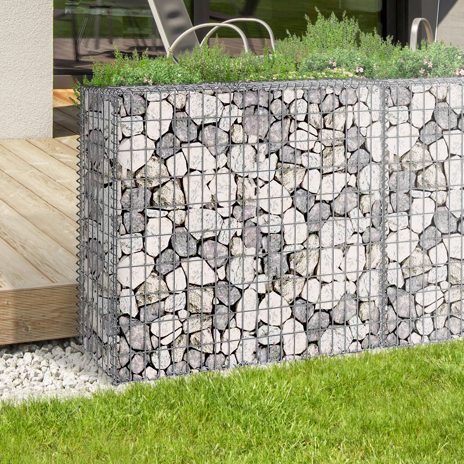 Lot de 2 gabions pour pierre 100x30x80 cm en acier pour jardin