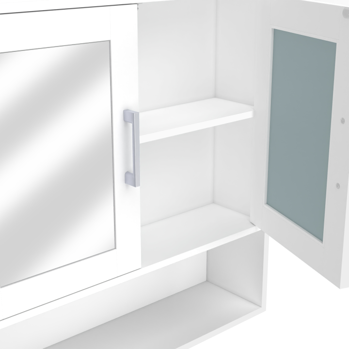 Meuble de rangement suspendu avec miroir pour salle de bain WALDO blanc