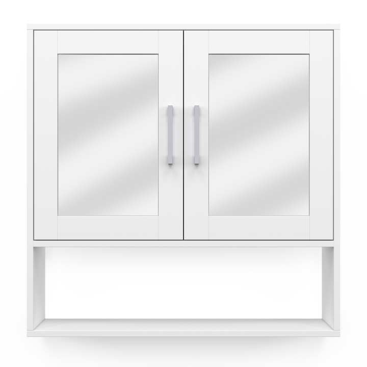 Meuble de rangement suspendu avec miroir pour salle de bain WALDO blanc