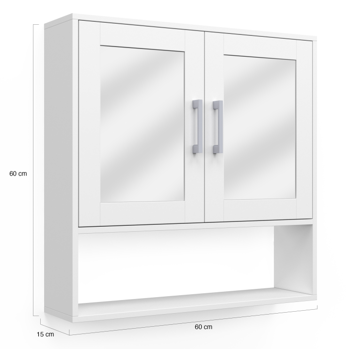 Meuble de rangement suspendu avec miroir pour salle de bain WALDO blanc