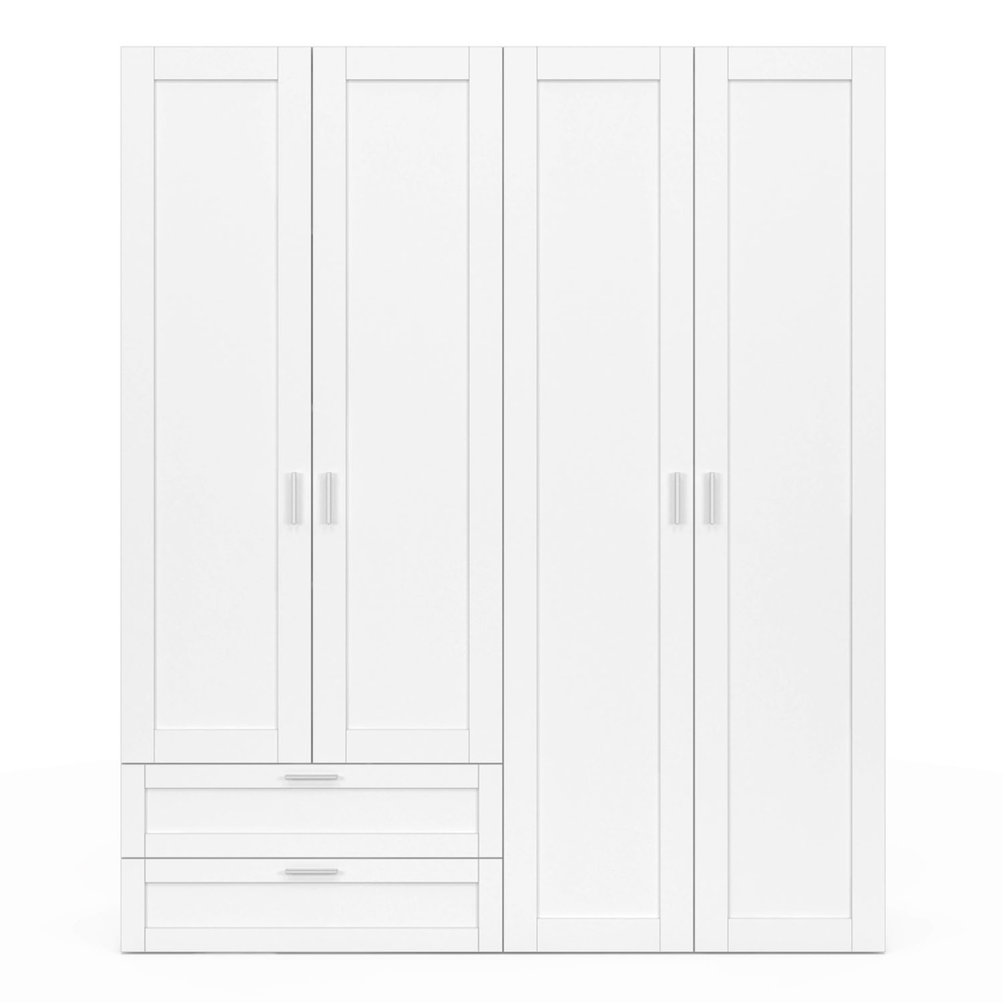 Weißer Schrank 4 Türen Kleiderschrank 2 Schubladen 160cm - VITO