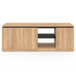Meuble TV noir et bois 2 portes 140 cm - PHOENIX | ID Market Meuble TV noir et bois 2 portes 140 cm - PHOENIX | ID Market