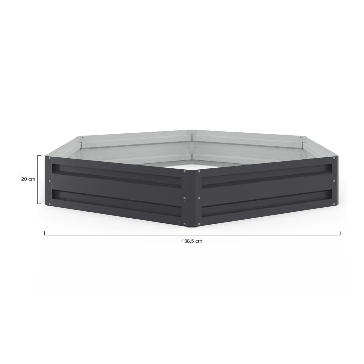 Lot de 2 carrés potager en métal châssis hexagonale 120 cm gris anthracite