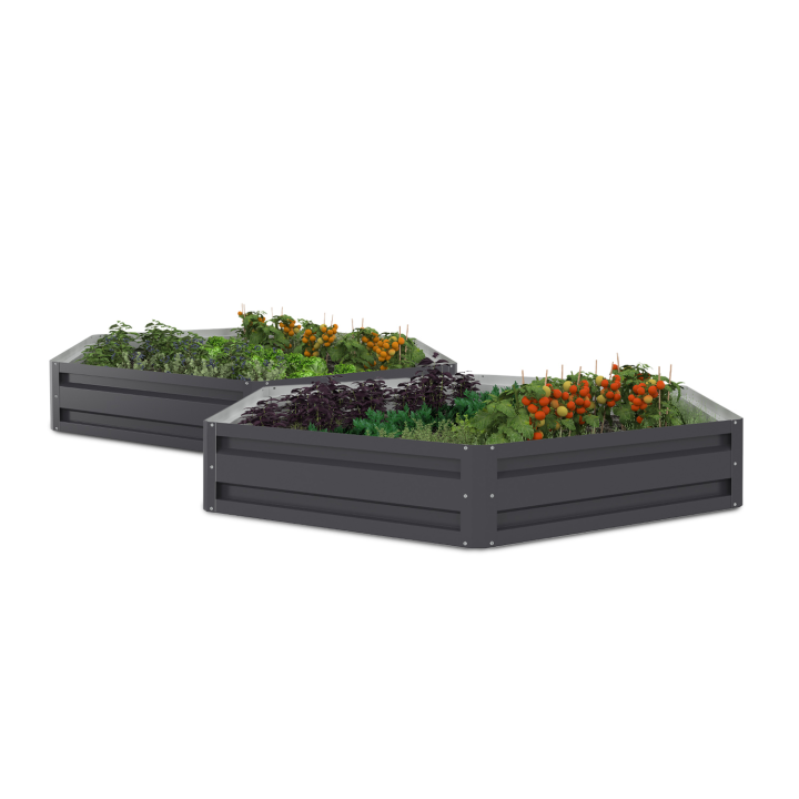 Lot de 2 carrés potager en métal châssis hexagonale 120 cm gris anthracite