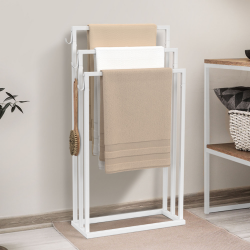 Porte-serviettes sur pied 3 niveaux DALLAS métal blanc design industriel