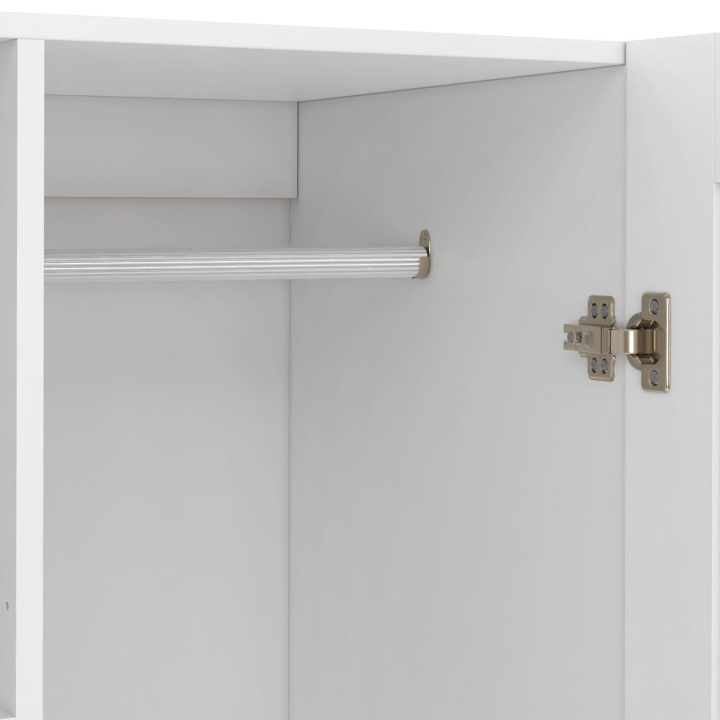 Armoire 2 portes VITO blanc penderie 80 cm avec 2 tiroirs, miroir et étagères Armoire 2 portes VITO blanc penderie 80 cm avec 2 tiroirs, miroir et étagères