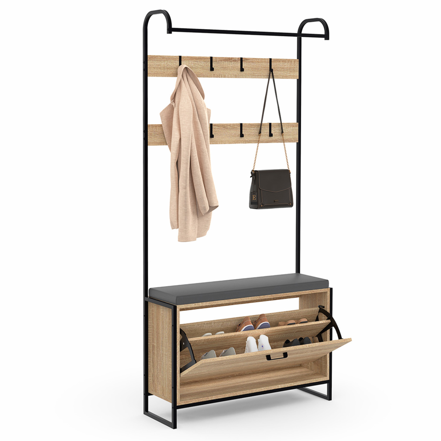 Industrielle Eingangsgarderobe Bank und Schuhschrank - LUIS