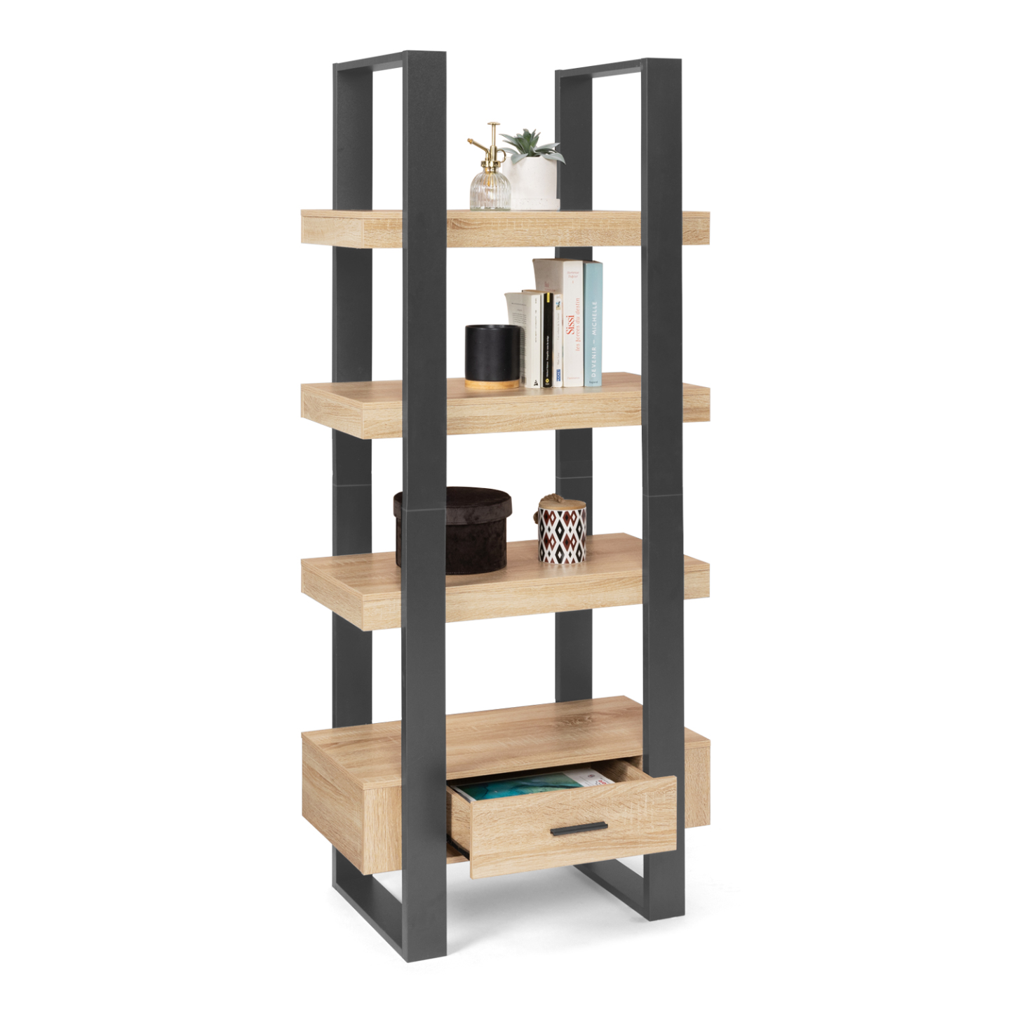 Étagère à Plantes En Bois Forme Pyramidale échelle Pliante Avec 3 Etageres 80 X 37 X 93 Cm Marron 98998879