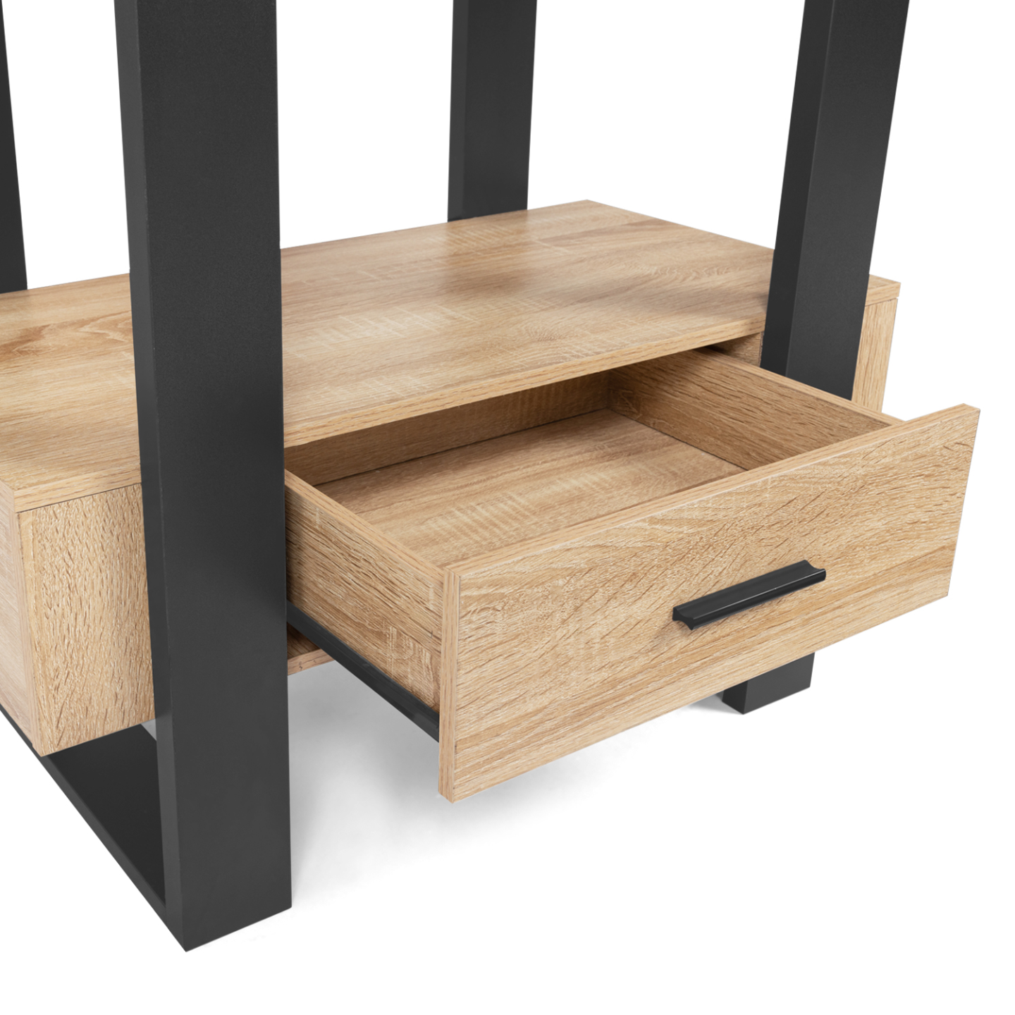 4-stöckiges Regal aus Holz und Schwarz mit Schublade - PHOENIX