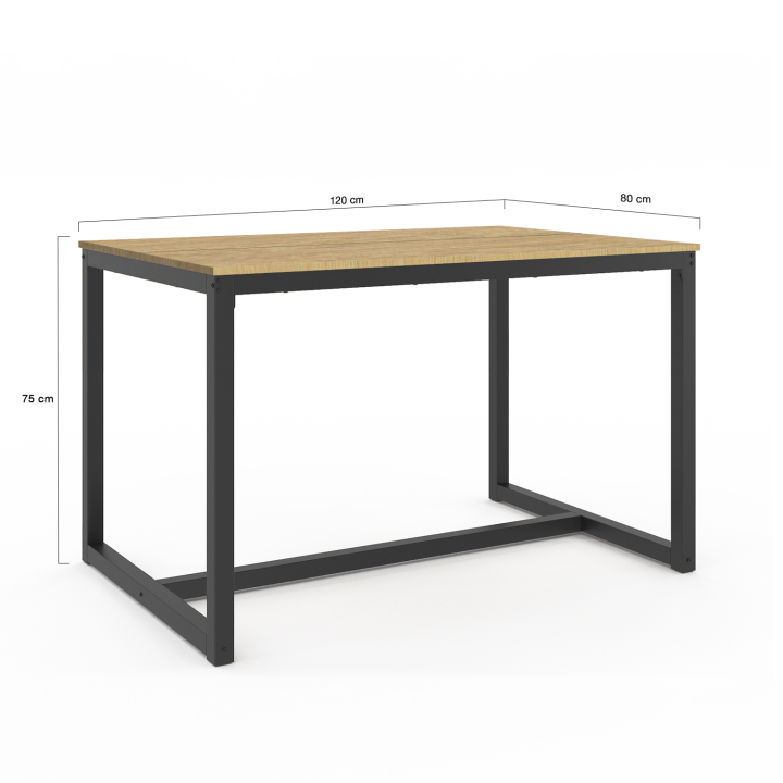 Table à manger rectangle DETROIT 4 personnes design industriel 120 cm