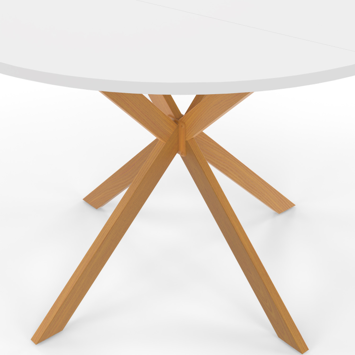 Table à manger ronde GISELE 4-6 personnes pied araignée bois plateau blanc 110 cm Table à manger ronde GISELE 4-6 personnes pied araignée bois plateau blanc 110 cm