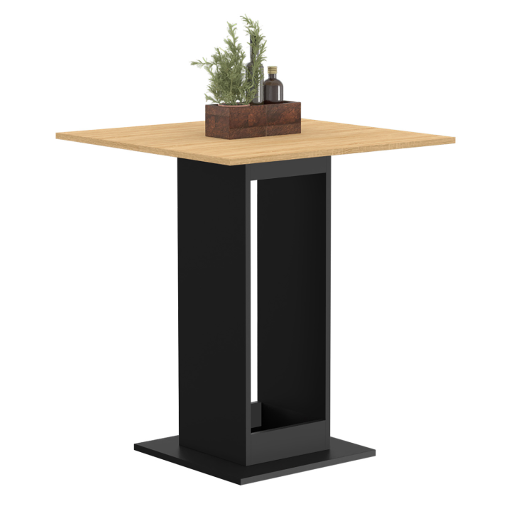 Table à manger carrée ZELIE 4 personnes bois et métal noir 65 cm Table à manger carrée ZELIE 4 personnes bois et métal noir 65 cm