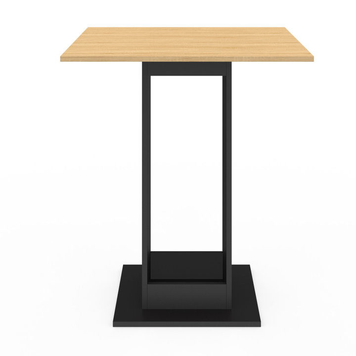 Table à manger carrée ZELIE 4 personnes bois et métal noir 65 cm Table à manger carrée ZELIE 4 personnes bois et métal noir 65 cm