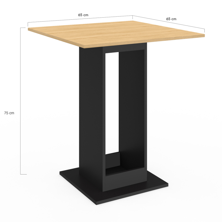 Table à manger carrée ZELIE 4 personnes bois et métal noir 65 cm Table à manger carrée ZELIE 4 personnes bois et métal noir 65 cm