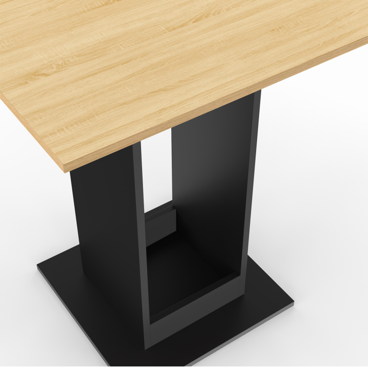 Table à manger carrée ZELIE 4 personnes bois et métal noir 65 cm Table à manger carrée ZELIE 4 personnes bois et métal noir 65 cm
