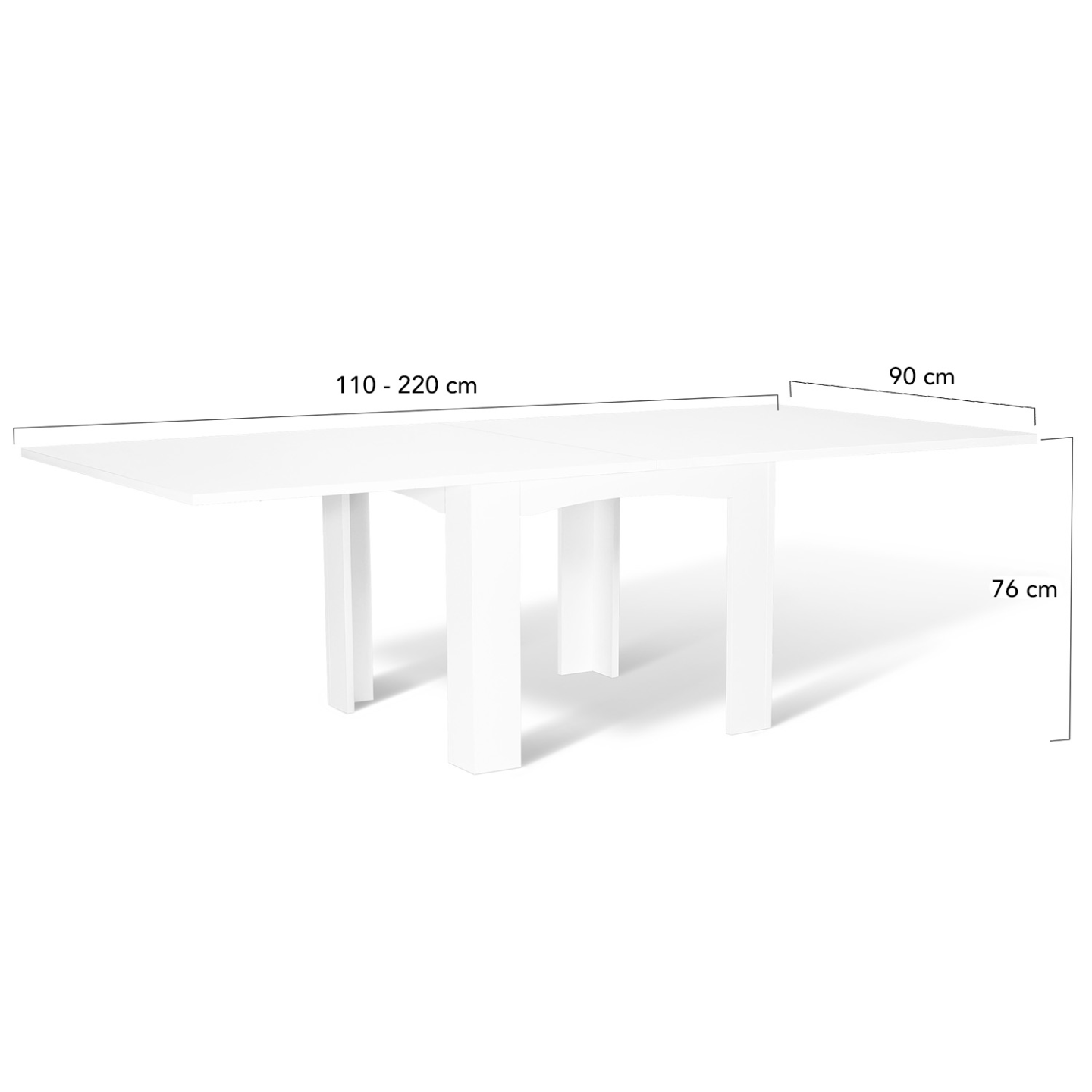 Table à Manger Extensible DONA IDMarket - Blanche 80-160 Cm - Pour 4 à 8 Personnes - Design Moderne