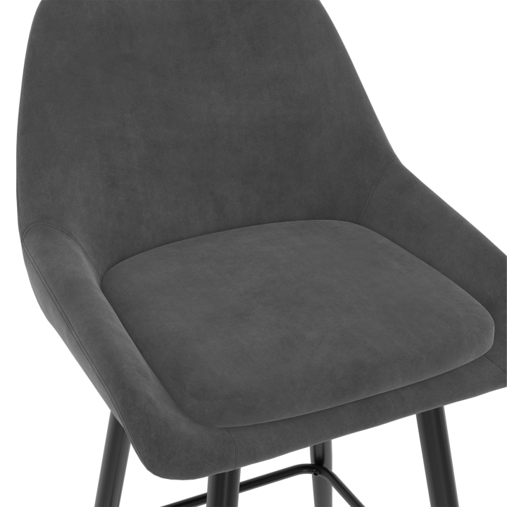 Lot de 4 tabourets de bar THALYA en velours mix color bleu, gris clair, gris foncé, jaune Lot de 4 tabourets de bar THALYA en velours mix color bleu, gris clair, gris foncé, jaune