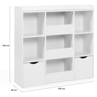 Rangement Jouets Enfant – Meuble Avec 3 Tiroirs, étagères Et Caisses Roulantes – Blanc – 122x118x30 Cm – Organisation Pratique Pour Chambre - 3