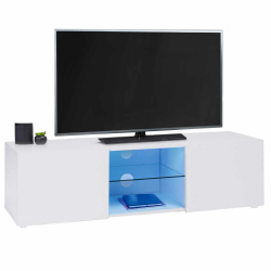 15300 - Mobile TV a LED bianco con ripiano in vetro Porta TV LED bianco con ripiano in vetro - ELI | ID Market