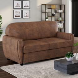 16411 - Divano dritto vintage marrone effetto antico Canapé droit 2 places CLUB vintage GASTON marron foncé effet vieilli