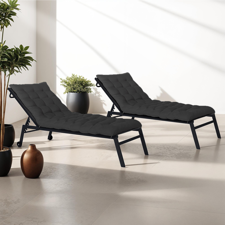 Lot de 2 coussins universel de transat ADAM 180cm noir