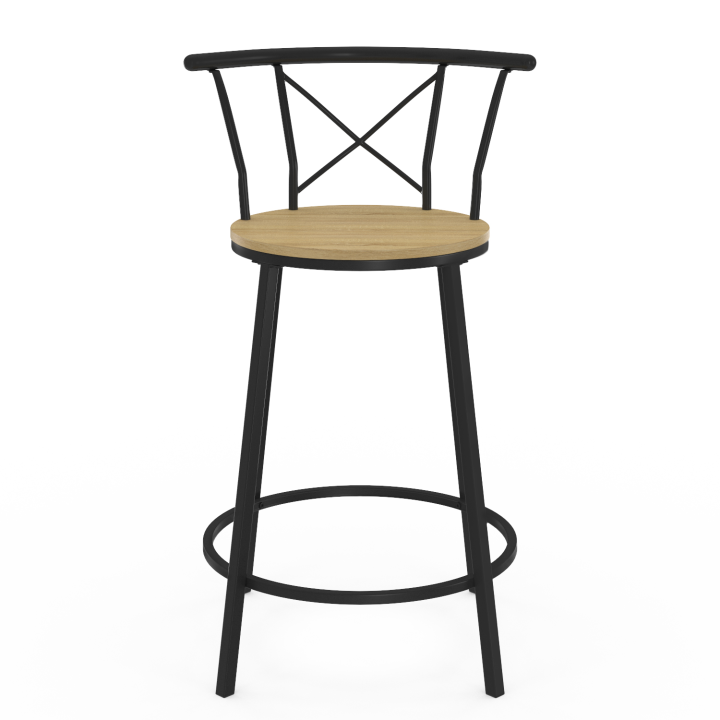 Lot de 4 tabourets de bar DETROIT avec dossier chaise de cuisine design industriel