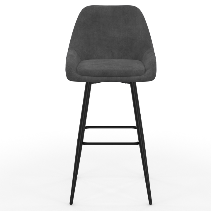 Lot de 4 tabourets de bar THALYA en velours mix color bleu, gris clair, gris foncé, jaune Lot de 4 tabourets de bar THALYA en velours mix color bleu, gris clair, gris foncé, jaune