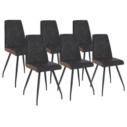 16662 - Sedie da pranzo grigie con profili marroni e gambe a ragno Lot de 6 chaises ADA grises liseré marron pied araignée pour salle à manger