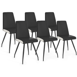16663 - Sedie da pranzo nere con profili bianchi e gambe a ragno Lot de 6 chaises ADA noires liseré blanc pied araignée pour salle à manger