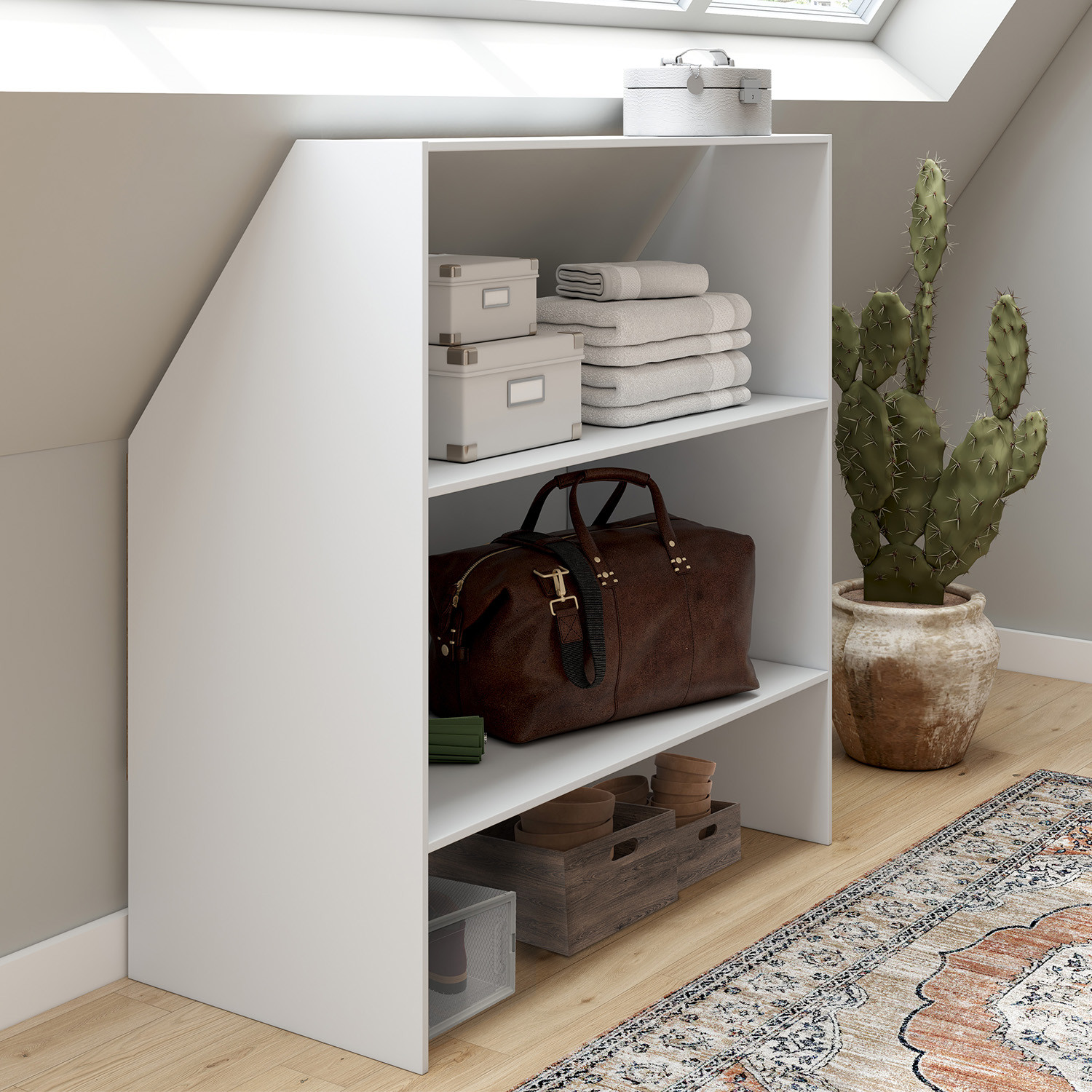 Étagère  sous pente blanche 2 niveaux