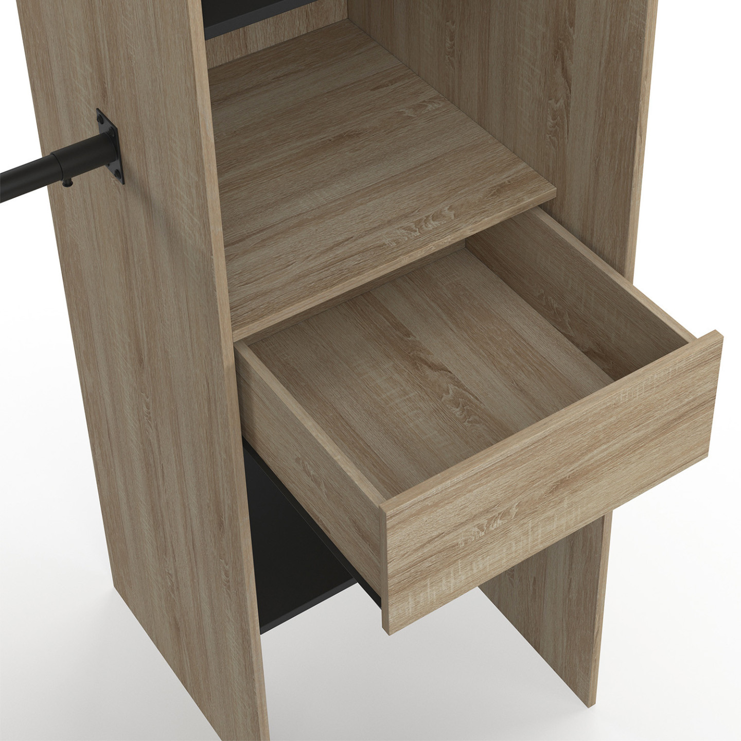 Dressing Rideaux Dressing d'angle extensible bois effet hêtre avec penderies, étagères ...