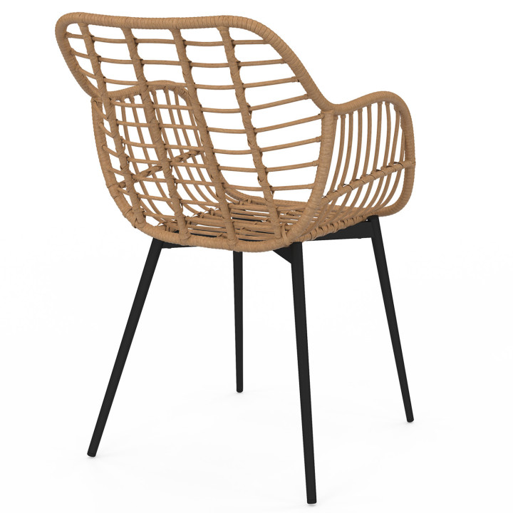 Sillas de comedor efecto ratán con patas de metal negro - VERANO | ID Market Sillas de comedor efecto ratán con patas de metal negro - VERANO | ID Market
