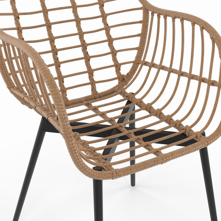Sillas de comedor efecto ratán con patas de metal negro - VERANO | ID Market Sillas de comedor efecto ratán con patas de metal negro - VERANO | ID Market