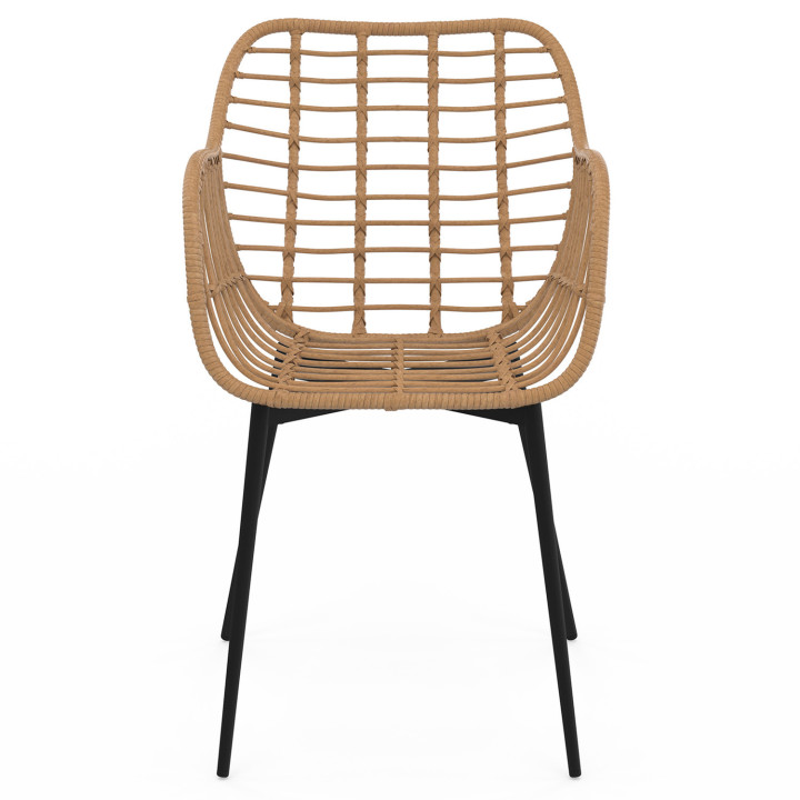 Sillas de comedor efecto ratán con patas de metal negro - VERANO | ID Market Sillas de comedor efecto ratán con patas de metal negro - VERANO | ID Market