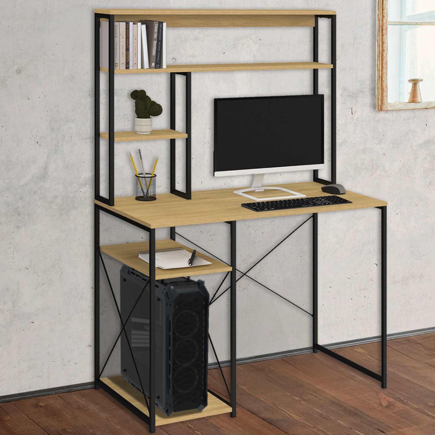 Bureau d’angle style industriel bois et métal - DETROIT | IdMarket France
